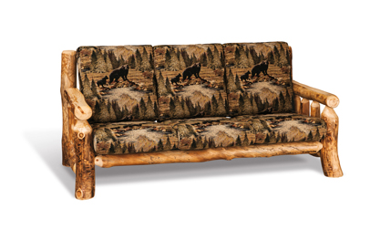 Fireside Rustic Sofa with Fabric Seat