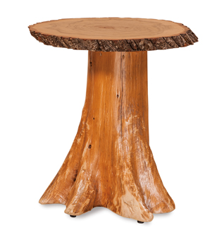 Fireside Rustic Stump End Table Top with Bark on Stump