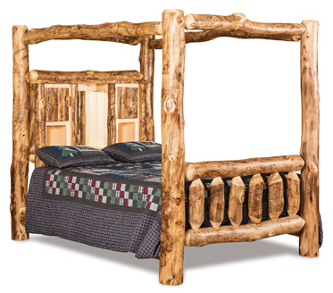 Fireside Rustic Bookcase Canopy Bed