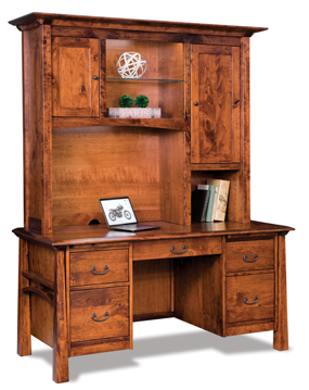 Artesa Double Pedestal 5 Drawer Desk with Hutch Top