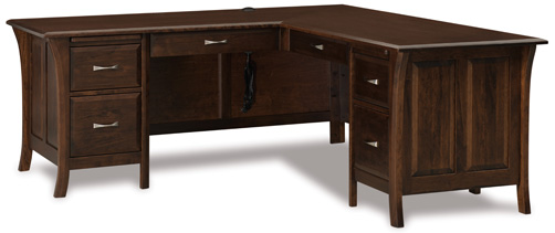 Ensenada 78" 6 Drawer L Desk with Unfinished Backside