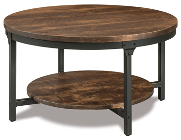 Houston 38" Round Steel & Wood Solid Top Coffee Table