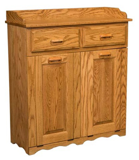 Double Large Tiltout Trash Bin with Top Drawer