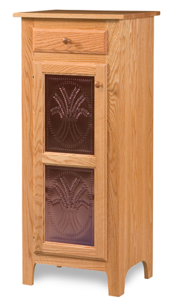 Classic Style 1-Door 2-Copper Panel with Drawer Pie Safe