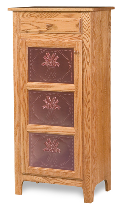Classic Style 1-Door 3-Copper Panel with Drawer Pie Safe