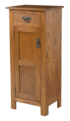 Mission Style 1-Door 2-Reverse Panel with Drawer Pie Safe