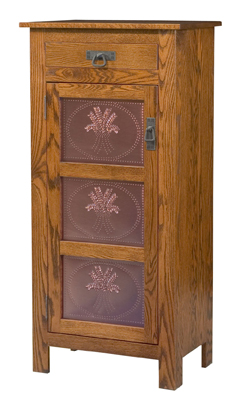 Mission Style 1-Door 3-Copper Panel with Drawer Pie Safe