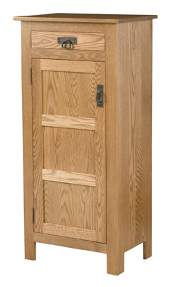 Mission Style 1-Door 3-Reverse Panel with Drawer Pie Safe