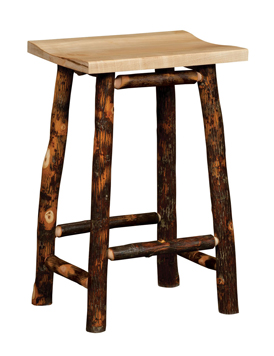 24" Hickory Bar Stool in Solid Seat