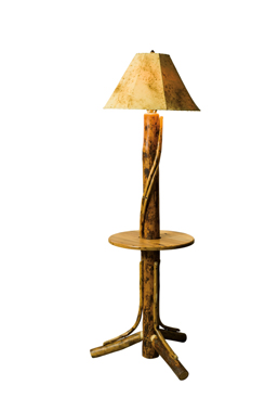 Floor Lamp w/Shelf & Lambskin Shade