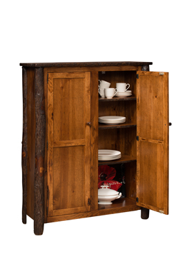 Hickory 2-Door Jelly Cupboard with 6 Adjustable Shelves