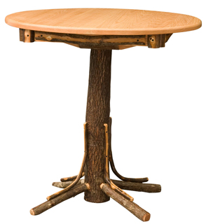 Hickory Round Top Pub Table with Square Skirting