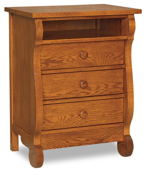 Old Classic Sleigh 3 Drawer Night Stand with Opening