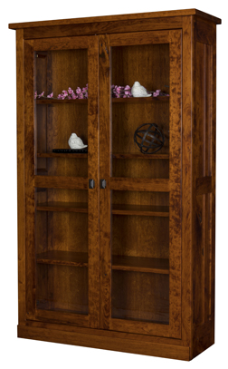 Freemont Mission Bookcase with Full Length Glass Doors