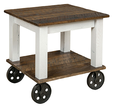 Mill Cart End Table with Wheels