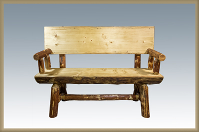 Glacier Country 4' Half Log Bench with Back & Arms