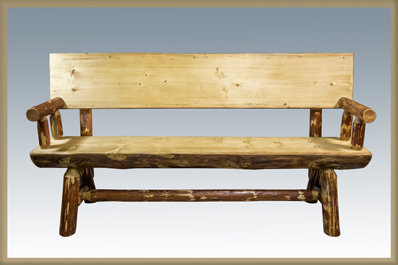 Glacier Country 6' Half Log Bench with Back & Arms