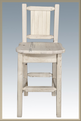 Homestead Barstool with Back and Laser Engraved Design
