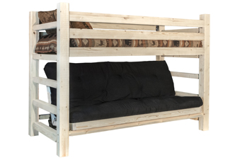 Homestead Twin Bunk Bed over Full Futon Frame with Mattress