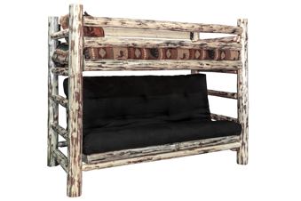Montana Twin Bunk Bed over Futon Frame with Mattress