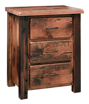 Reclaimed Post Mission 3 Drawer Night Stand