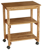 Microwave/Serving Cart with Slatted Shelves