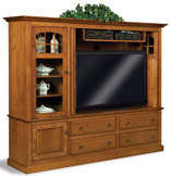 Forks Contemporary Mission 2 Piece TV Cabinet with Bi-Fold Pocket Doors & Stereo Cabinet
