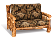 Fireside Rustic Love Seat with Fabric Seat