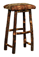 30" Hickory Bar Stool in Fabric Seat
