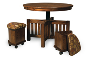 5 Piece Round Table Bench Set with Storage