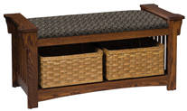 Mission Slat Bench with Baskets